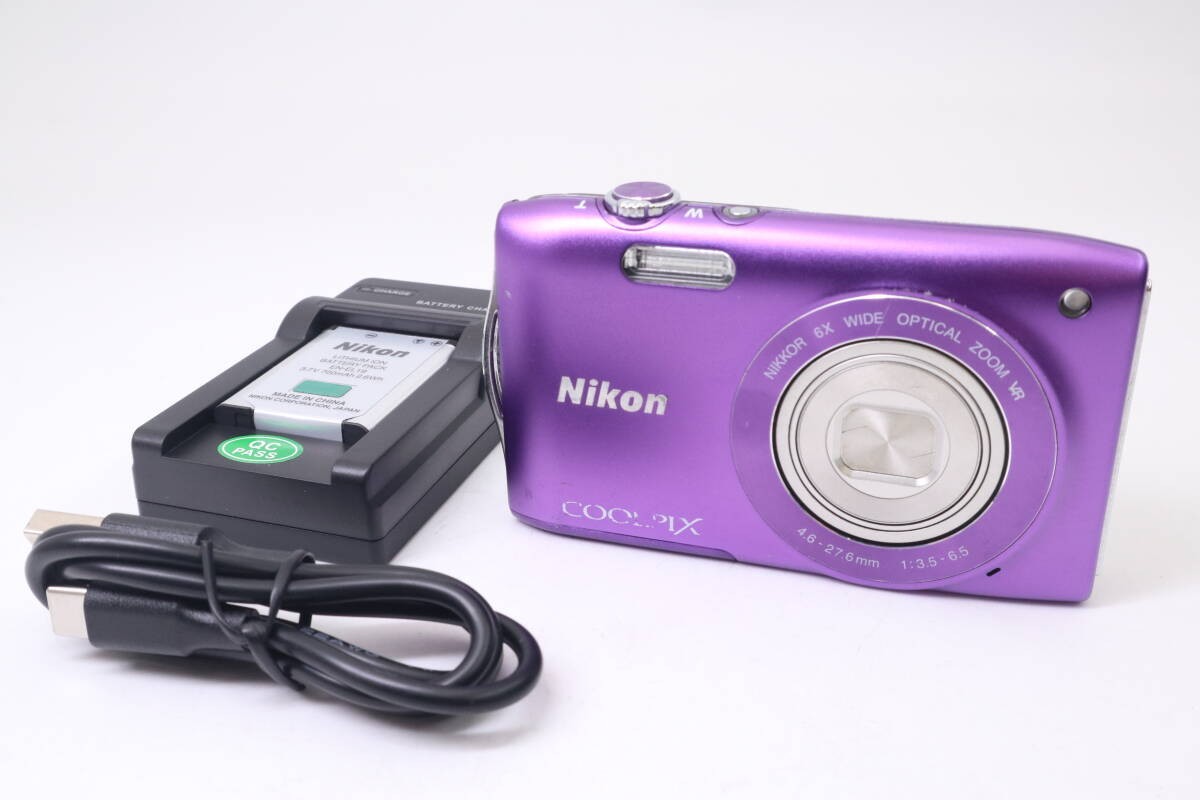 Nikon COOLPIX S3300 Digital Camera 16.0MP 6x Zoom Purple w Battery