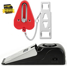 Portable Door Lock  Door Stop Alarm Set, Dual Protection Home Security Door Kit
