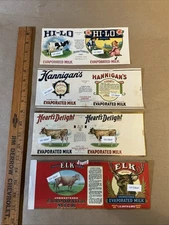 Group Of 4 Pre-1950s Evaporated Milk Labels Heart’s Delight Elk Brand INV-AQ1292
