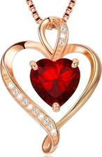 Heart Necklace for Women,18K Rose Gold Plated Necklace Birthstone Jewelry Gift