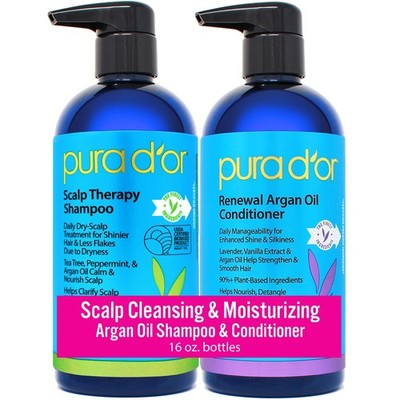 PURA D'OR Dor Scalp & Dandruff Therapy Argan Oil Shampoo & Conditioner Regimen
