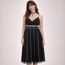 Vintage Y2K Babydoll Chiffon Midi Dress 0P Black Whimsigoth Fairy Grunge Beaded