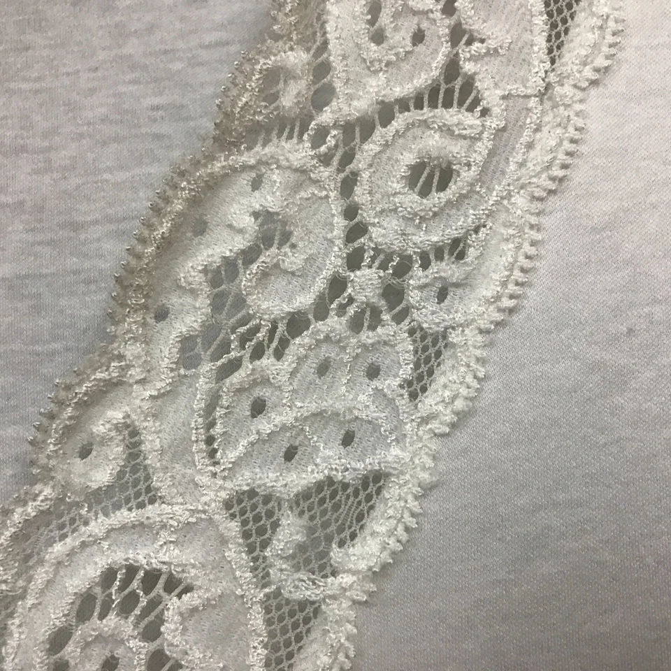 HANRO Lace Trim V-Neck Cotton Nightgown White Long Sleep Shirt Size L - Image 4 of 4