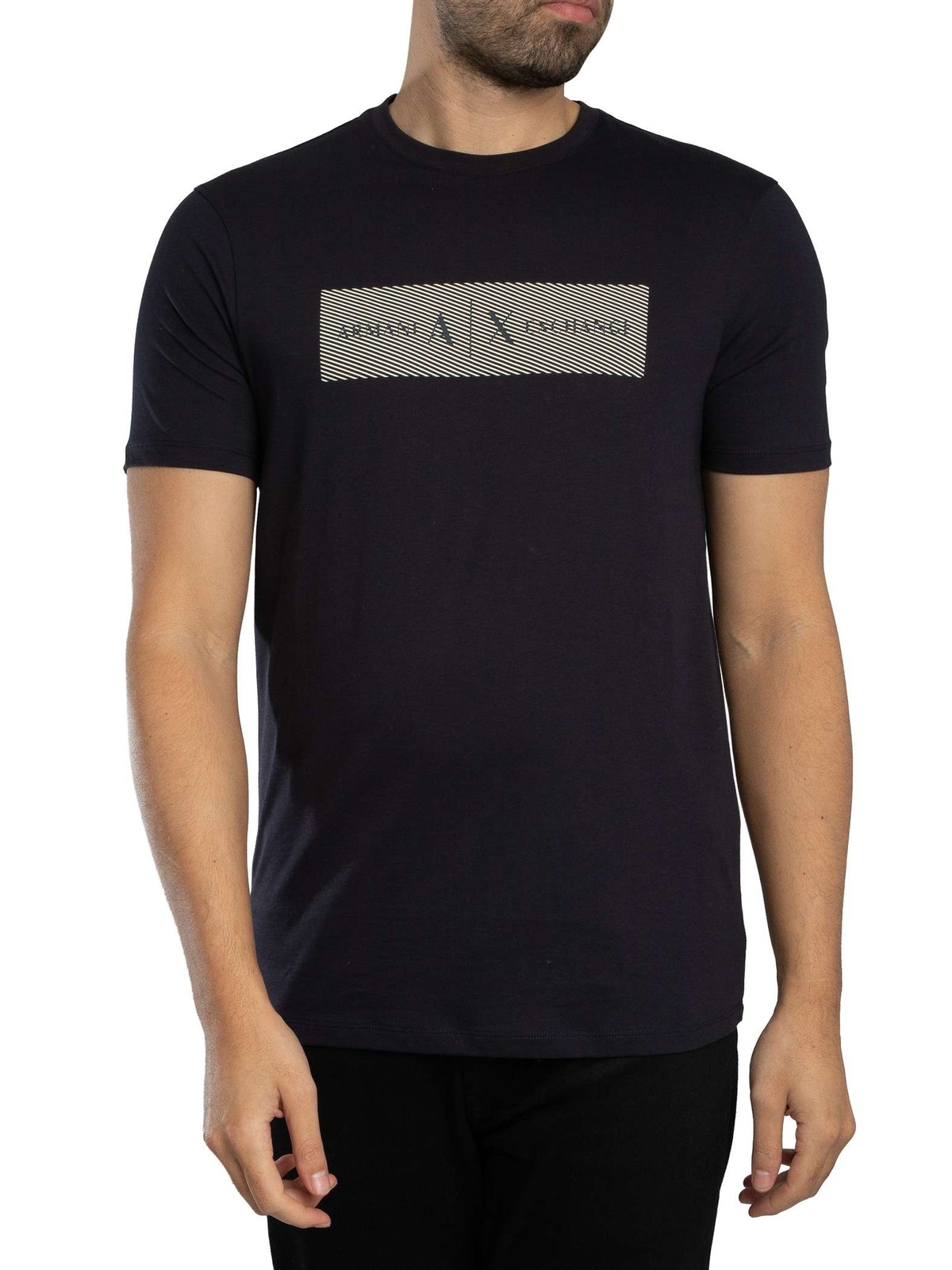 Armani Exchange Stripe Logo T-Shirt, Deep Navy - L - Image 2