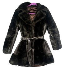 VTG 70s Penny Lane Coat M/L Faux Fur Leopard Boho Hippie USA Afghan Y2K Blk Glam