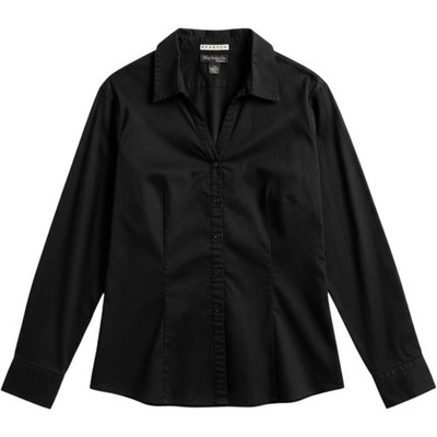Style & Co Woman Button Down Shirt Stretch Long Sleeve Black Plus 24W