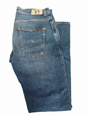 NWOT Nudie Jeans Co Grim Tim Blue Halo Slim Straight Men s Organic Jeans W33 L32