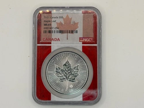 2021 Canada 1oz Silver Maple Leaf NGC MS69 - Flag Core