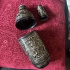 peacock design bottle cover case. Hand Etched brass decorative ornate 12” — photo 2