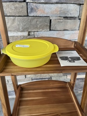 Tupperware Crystalwave Microwave Dish 850ml / 3.5 cup Food Container Yellow NEW
