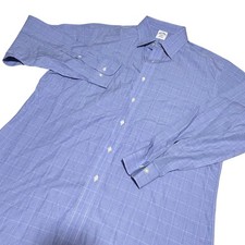 Brooks Brothers Dress Shirt Mens 16.5 34/35 Blue Non-Iron Regent Glen Plaid 1818