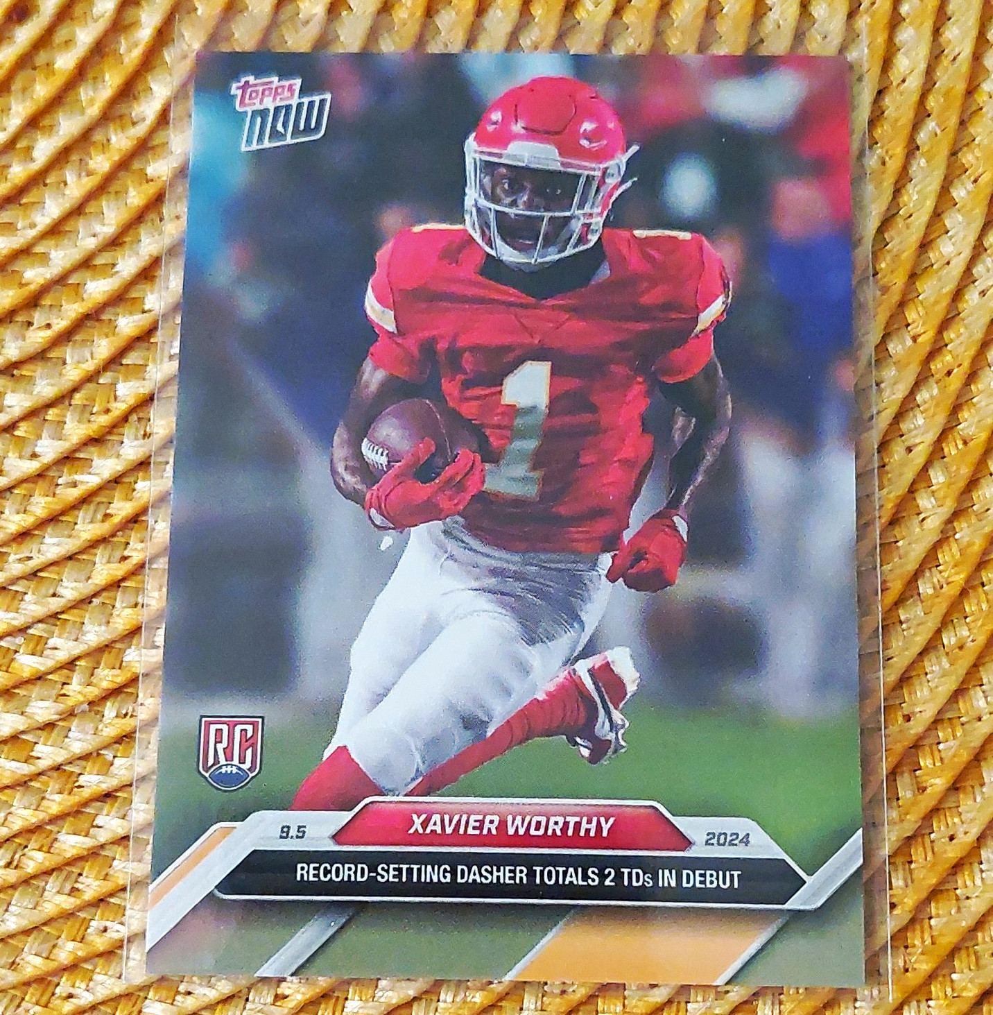 Topps 2024 Topps Now Xavier Worthy Rookie Kansas City Chiefs Card 1.