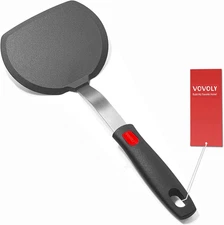 Silicone Pancake Spatula Turner with Lengthened Handle, Heat Resistant Cooking S