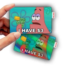 SpongeBob 3 Dollar Meme Credit Card Skin - Glossy Vinyl Decal Sticker Cover