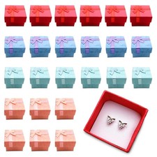 Colorful 24 Pcs Earring Ring Gift Boxes with Ribbon Small Jewelry Christmas Gift