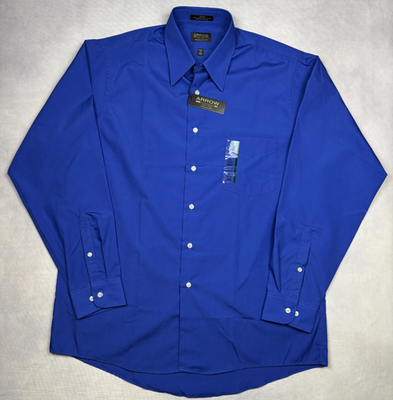 Arrow USA 1851 Dress Shirt Mens 16 34/35 Blue Regular Fit Poplin NWT 16 |  eBay