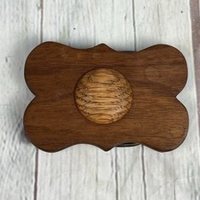 Vintage Wooden Belt Buckle Teak With Inlaid Carved Oak Circle Brass Hardware