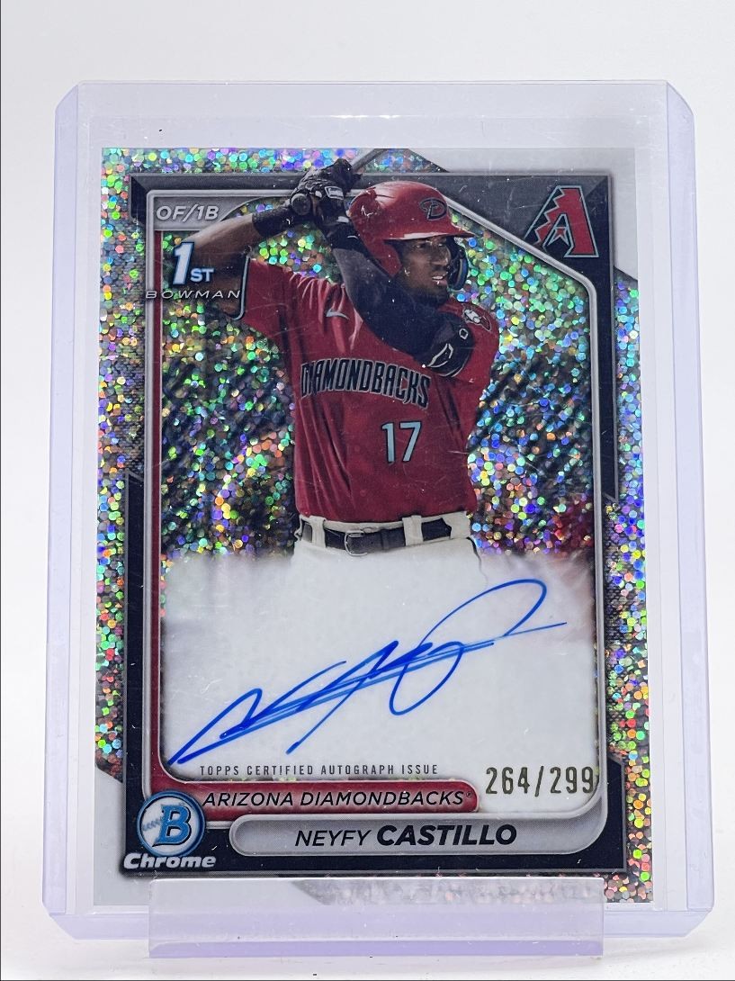 NEYFY CASTILLO 2024 BOWMAN CHROME 1ST SPECKLE REFRACTOR AUTO /299 Q1196
