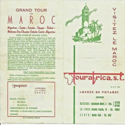 MAROKKO Besuch von TOURAFRICA Algesiras Ceuta Tanger Casa 06 1966 Werbung Faltblatt