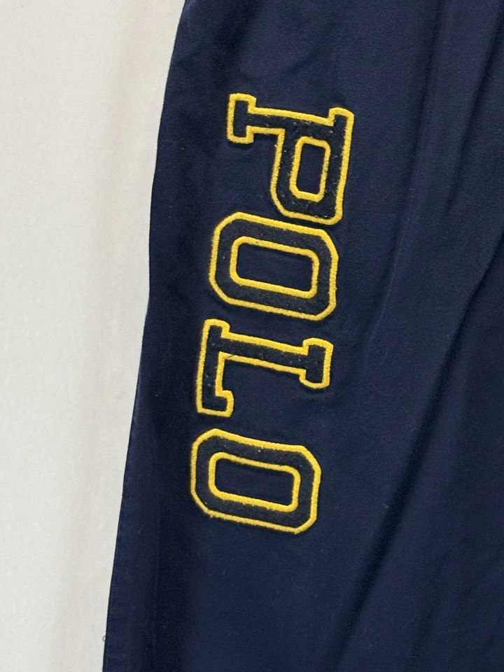 Pantalones de salón Polo Ralph Lauren para hombre talla grande azul marino amarillo pony spellout algodón Foto 4 de 4