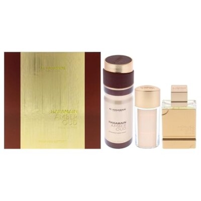 Al Haramain Amber Oud - Gold Edition for Unisex - 3 Pc Gift Set 2.5oz EDP Spray,