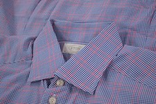 Eton Dress Shirt Size 15.5 39 Contemporary In Blue White Red Plaid Cotton NWOT