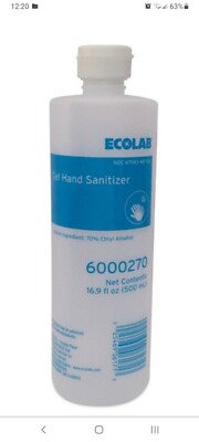 MAKEOFFER Case70% EthylAlcohol for hands Gel Ecolab 16.9 fl.oz squirtcap 12/case