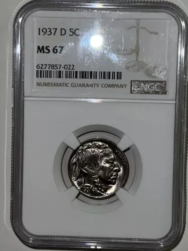 1937 D 5-CENT BUFFALO NICKEL. NGC-MS- 67. 
