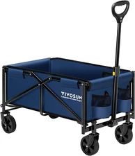 VIVOSUN 220lbs Wagon Cart Adjustable Handle 360° Rotating Wheels Garden Beach 