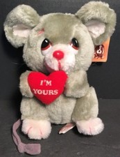 Vtg Russ Berrie Luv Pets I'M YOURS Mouse Grey Red Heart Plush Stuffed 7" Animal