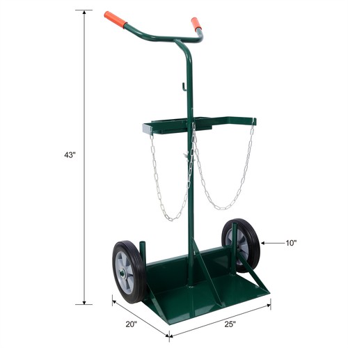 Welding Cylinder Hand Truck with 10-inch Solid Rubber Wheels 440lbs Capacity - Picture 3 of 10