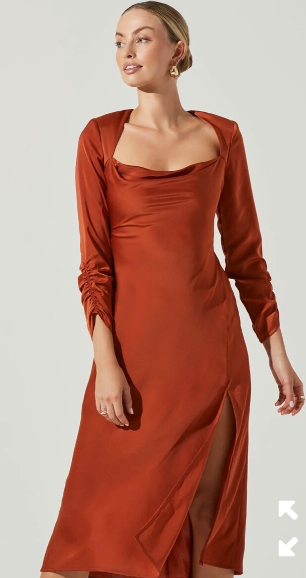 chinese dress ladies Bridal Ivory Satin Open Back Long Sleeve Isadora Maxi Dress main image 1