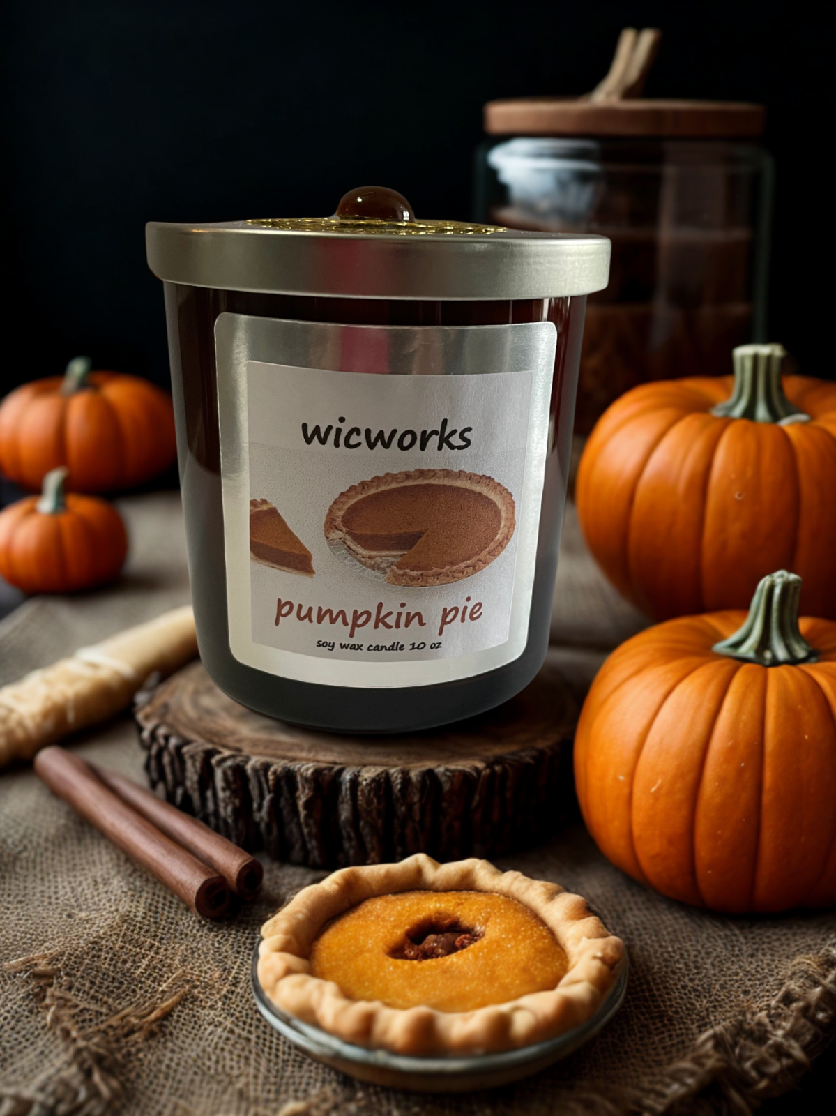 Pumpkin Pie Scented Wood Wick Soy Candle 10 oz