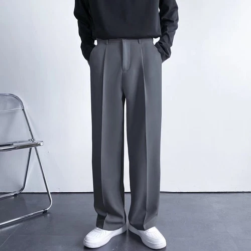 Men's Straight Suit Pants Loose Wide Leg Casual Trousers Business Office Pants - Bild 14 von 25