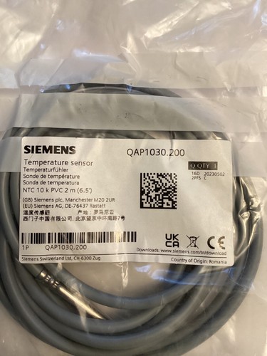 SIEMENS QAP1030.200 CABLE TEMPERATURE SENSOR, NTC 10K OHM, TYPE II, 6.5 feet - Picture 3 of 4
