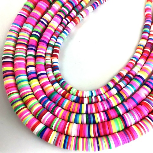 Rainbow Soft Vinilo Africano Arcilla Heishi Disco Cuentas Polímero Vinilo 15" 4mm 6mm 8 10 - Imagen 4 de 11