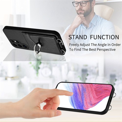 PU Leather Card Slot Wallet Ring Stand Phone Case For Samsung S24 S23 S22 S20FE - Picture 8 of 44