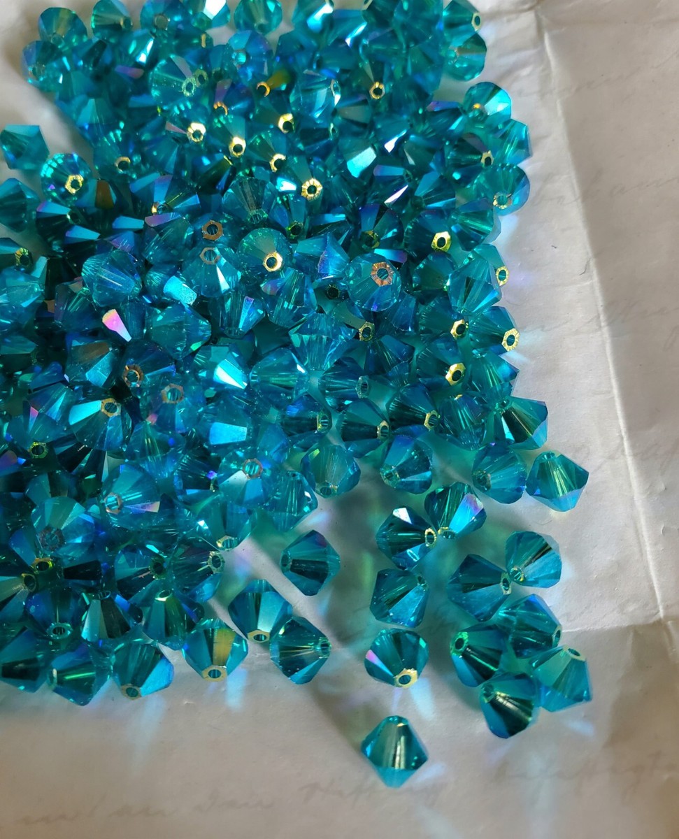 Swarovski Crystal 5301 6mm bicone beads, Blue Zircon AB2X (24pcs