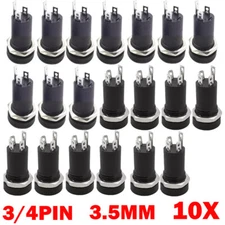 10pack 3.5mm Audio Female Jack Socket 3/4 Pole Stereo Solder Panel Mount Adapter