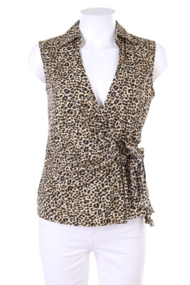 EXPRESS DESIGN STUDIO Jersey Gilet Leo Print to tie XS beige brown