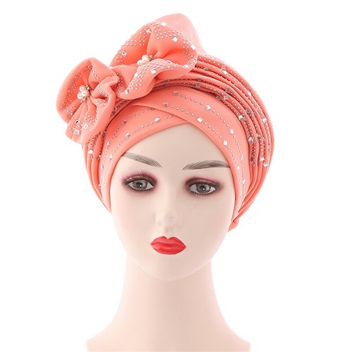 2PCS Women African Aso Oke Auto Gele Headtie Turban Hat Hair Loss Head Wrap Cap - Picture 24 of 26