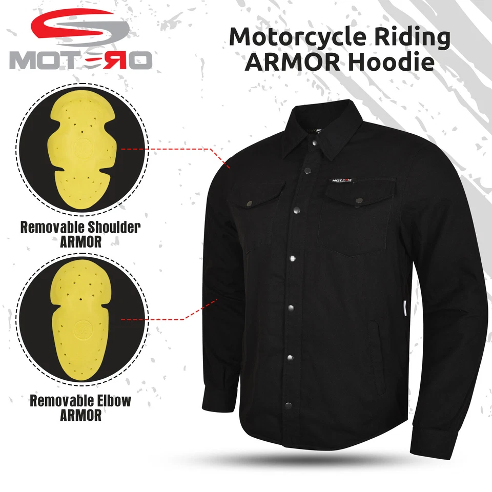 Mens MOTERO Motorcycle Motorbike Shirt Jacket ARAMID Lined CE Armour Protection - Image 4 of 4