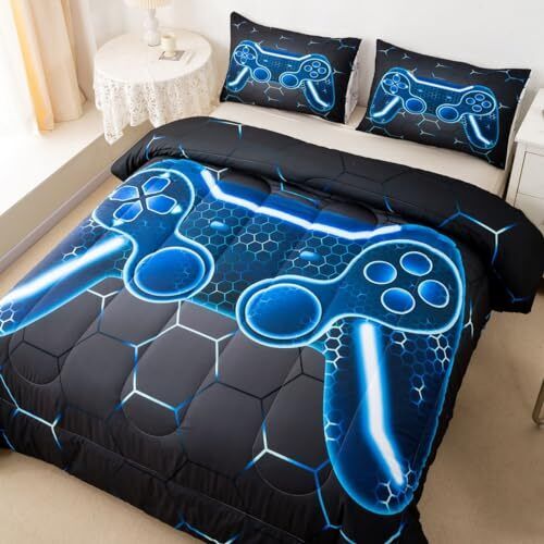 Gamer Bettdecke Set für Kinder Jungen Teens Twin Size Game Controller Tröster 2... - Bild 3 von 6