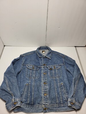 Lee Riders Denim Jacket Mens Lrg Blue Jean Trucker Coat Vintage 80s/90s USA Made
