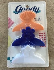 Vintage 1989 Goody Fashion Hair Clips Plastic 3 Pkg NOS Peach Blue White 3