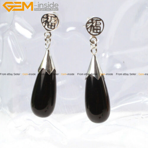 Assorted Stone Silver-plated Studs Hook Earrings Party Teardrop Women Gift - Picture 29 of 48