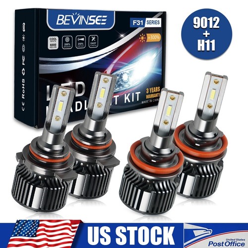 4x 9012 H11 LED Combo Faros Faros Luz Antiniebla haz Alto/Bajo 6000K Blanco Frío - Imagen 1 de 11