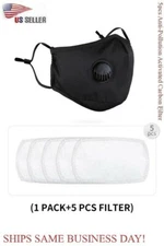 Reusable Face Mask with 5pcs Filters Built in Breathing Valve Washable U.S. (CA)
