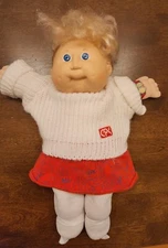 Cabbage Patch Kid Doll Coleco 1986 Doll Blonde Cornsilk curly Hair Blue Eyes