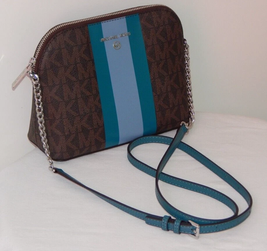 NUEVO CON ETIQUETAS BOLSO XBODY MICHAEL KORS MK MONOGRAMA Raya Central CINDY LG Domo CADENA Cian Foto 4 de 4